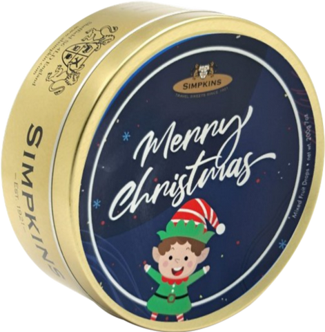 SIMPKINS Mixed Fruit Drops - Merry Christmas Elf Tin 200g (Pack of 6)