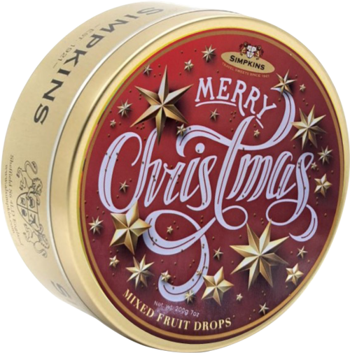 SIMPKINS Mixed Fruit Drops Merry Christmas Star Tin 200g (Pack of 6)