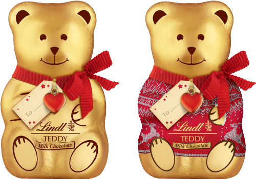 LINDT Milk Chocolate Teddy with Gift Tag - Asst Designs 100g (Pack of 15)