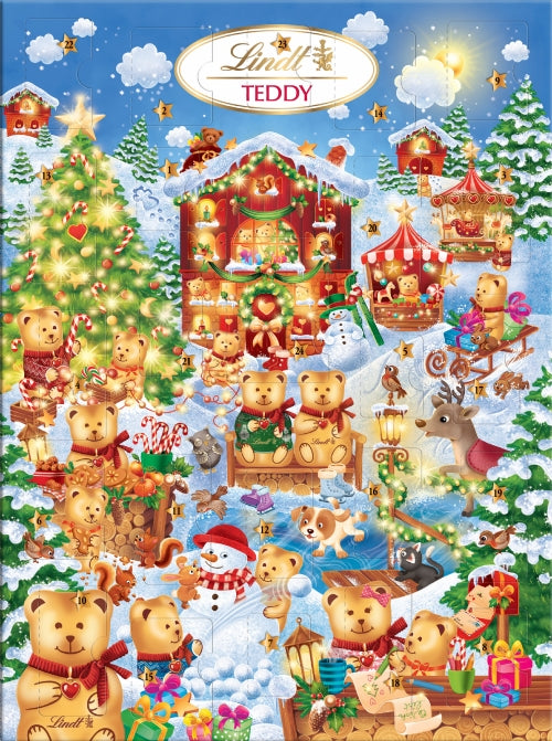 LINDT Teddy Advent Calendar - Winter Wonderland 170g (Pack of 10)