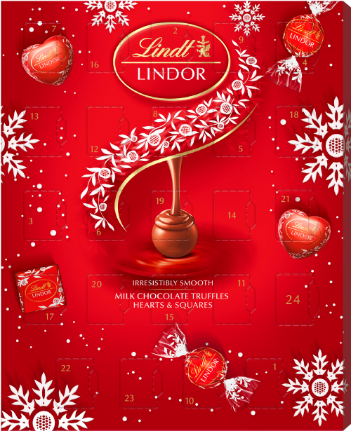 LINDT Lindor Milk Advent Calendar 300g (Pack of 10)