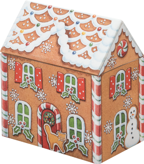 TIN TREATS Dana Kubick Gingerbread House Tin / Jazzies 75g (Pack of 12)