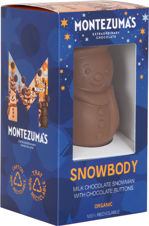 MONTEZUMA'S Snowbody - Milk Chocolate Snowman / Buttons 100g (Pack of 8)