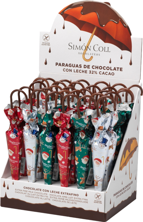 SIMON COLL Milk Chocolate Christmas Umbrellas 35g (Pack of 30)