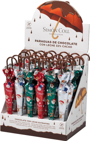 SIMON COLL Milk Chocolate Christmas Umbrellas 35g (Pack of 30)