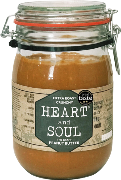 HEART & SOUL Craft Peanut Butter - Extra Roast Crunchy 1kg (Pack of 4)
