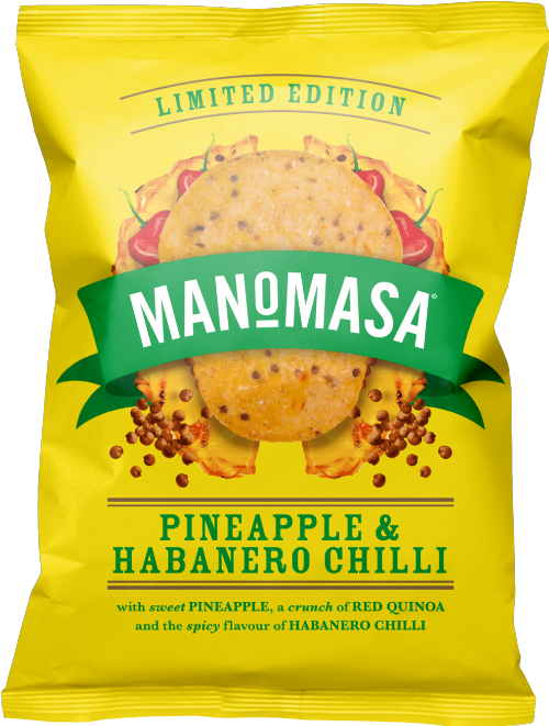 MANOMASA Pineapple & Habanero Chilli Corn Chips 140g (Pack of 12)