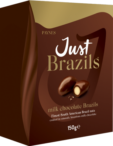 PAYNES Just Brazils - Milk Chocolate Brazils 150g (Pack of 8)