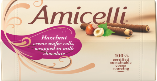 AMICELLI Hazelnut Creme Wafer Rolls in Milk Chocolate (Pack of 8)