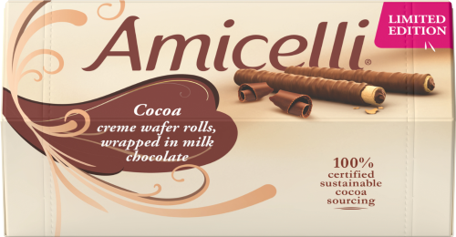 AMICELLI Cocoa Creme Wafer Rolls in Milk Chocolate (Pack of 8)