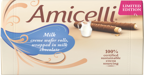 AMICELLI Milk Creme Wafer Rolls in Milk Chocolate (Pack of 8)