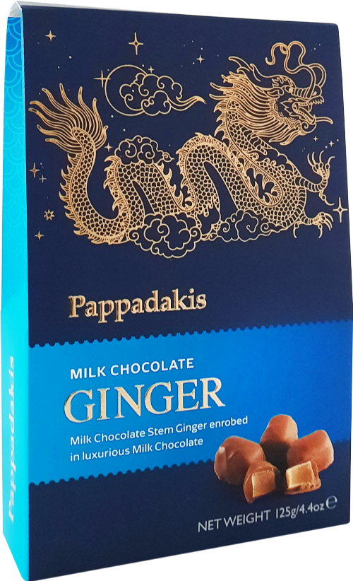 PAPPADAKIS Milk Chocolate Ginger 125g (Pack of 12)