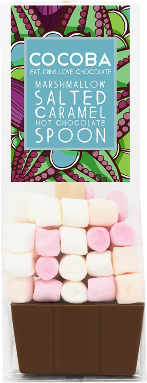 COCOBA Marshmallow Salted Caramel Hot Chocolate Spoon 50g (Pack of 12)