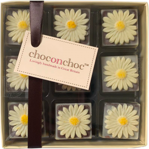 CHOC ON CHOC Dark & White Belgian Chocolate Daisies 90g (Pack of 12)