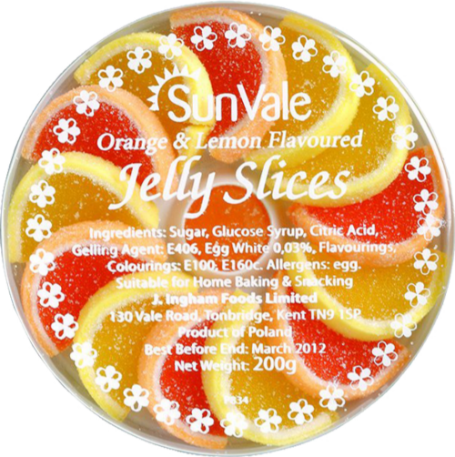 SUNVALE Orange & Lemon Flavoured Jelly Slices 200g (Pack of 14)