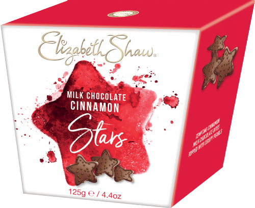 ELIZABETH SHAW Milk Chocolate Cinnamon Stars 125g (Pack of 8)