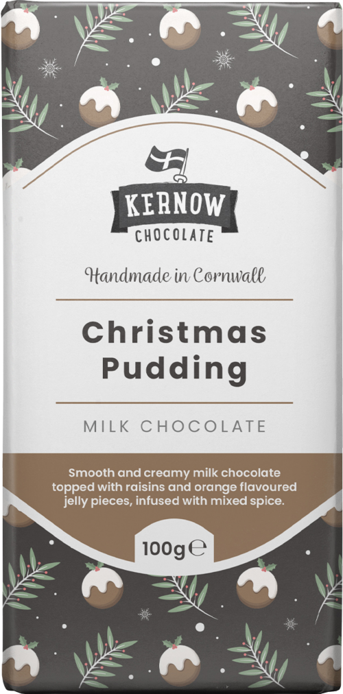 KERNOW Christmas Pudding Chocolate Bar 100g (Pack of 20)