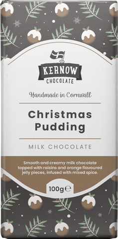 KERNOW Christmas Pudding Chocolate Bar 100g (Pack of 20)