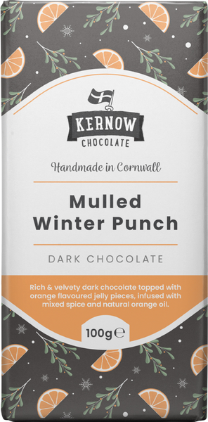 KERNOW CHOCOLATE Mulled Winter Punch Chocolate Bar 100g (Pack of 20)