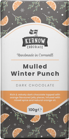 KERNOW CHOCOLATE Mulled Winter Punch Chocolate Bar 100g (Pack of 20)