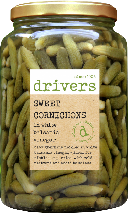 DRIVER'S Sweet Cornichons in Balsamic Vinegar XXL Jar 1700g (Pack of 4)