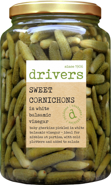 DRIVER'S Sweet Cornichons in Balsamic Vinegar XXL Jar 1700g (Pack of 4)