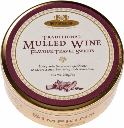 SIMPKINS Trad Mulled Wine Flavour Travel Sweets - Tin 200g (Pack of 6)