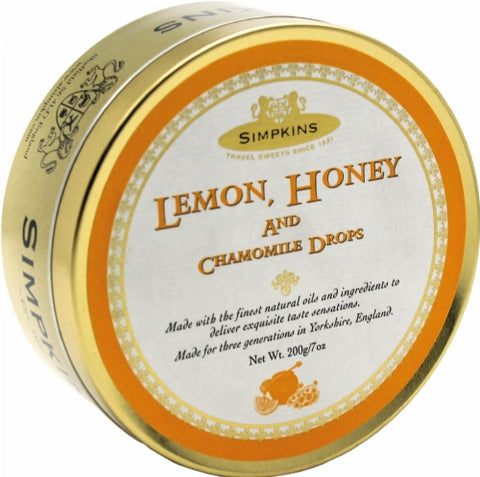 SIMPKINS Lemon, Honey & Chamomile Drops - Tin 200g (Pack of 6)