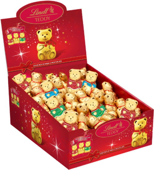 LINDT Milk Chocolate Teddy Bear - Counter Display Unit 10g (Pack of 100)