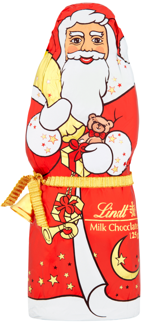 LINDT Milk Chocolate Santa 125g (Pack of 18)