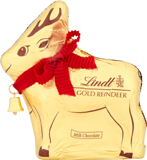 LINDT Milk Chocolate Gold Reindeer 100g (Pack of 16)