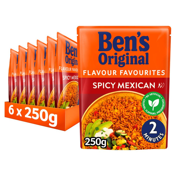 Bens Original Spicy Mexican Microwave Rice 250g (Pack of 6)