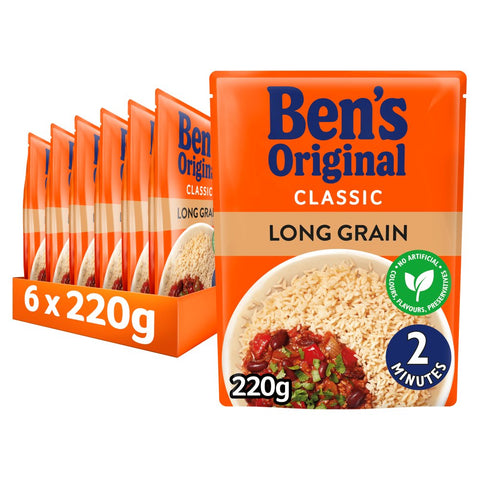 Bens Original Long Grain Microwave Rice 220g (Pack of 6)