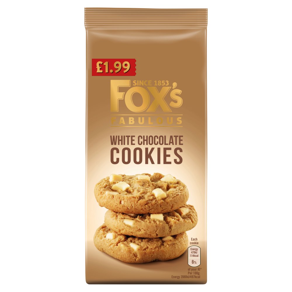 Fox's Fabulous White Chocolate Cookies 180g (Pack of 8)