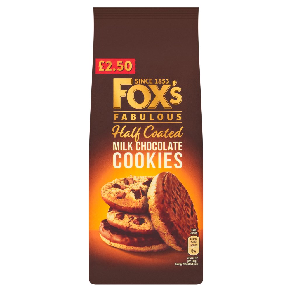 Foxs Half Coated Milk Chocolate Chunkie Cookie 175g (Pack of 8)