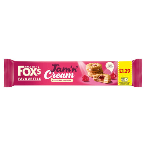Fox's Favourites Jam 'n' Cream Raspberry & Vanilla 150g (Pack of 12)