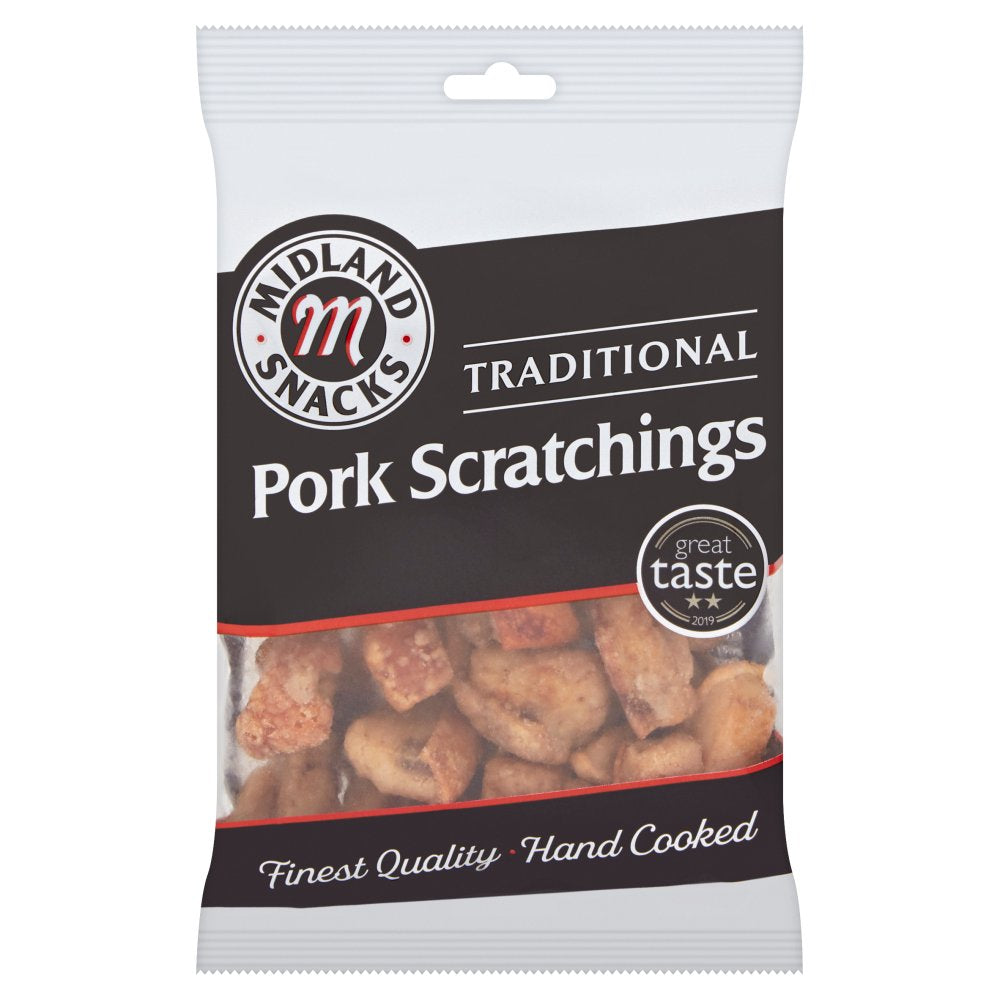 Midland Snacks Traditional Pork Scratchings 70g (Pack of 12)