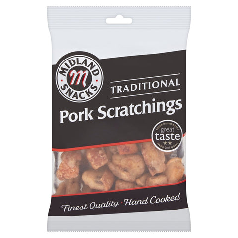 Midland Snacks Traditional Pork Scratchings 70g (Pack of 12)