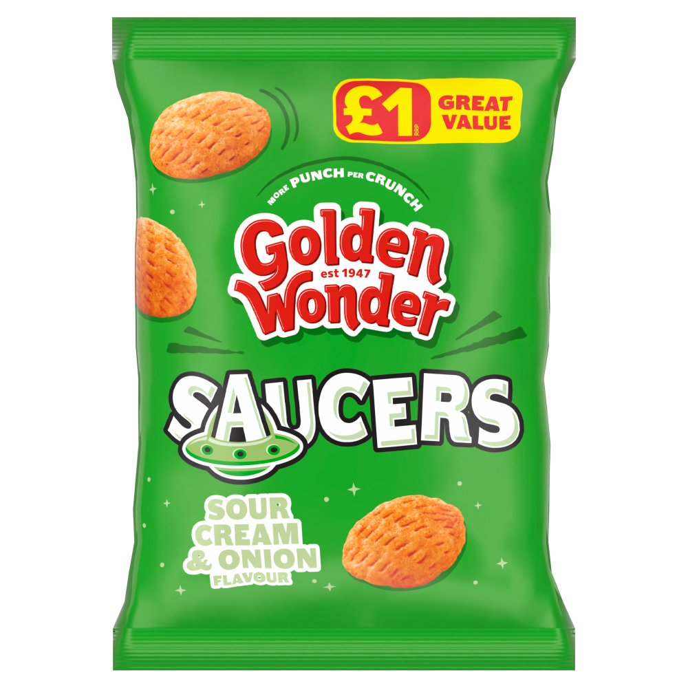 Golden Wonder Saucers Sour Cream & Onion Flavour 40g (Pack of 18)
