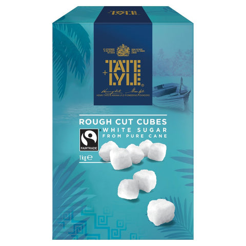 Tate & Lyle Fairtrade Cane Sugar White Rough Cut Sugar Cubes 1kg (Pack of 1)
