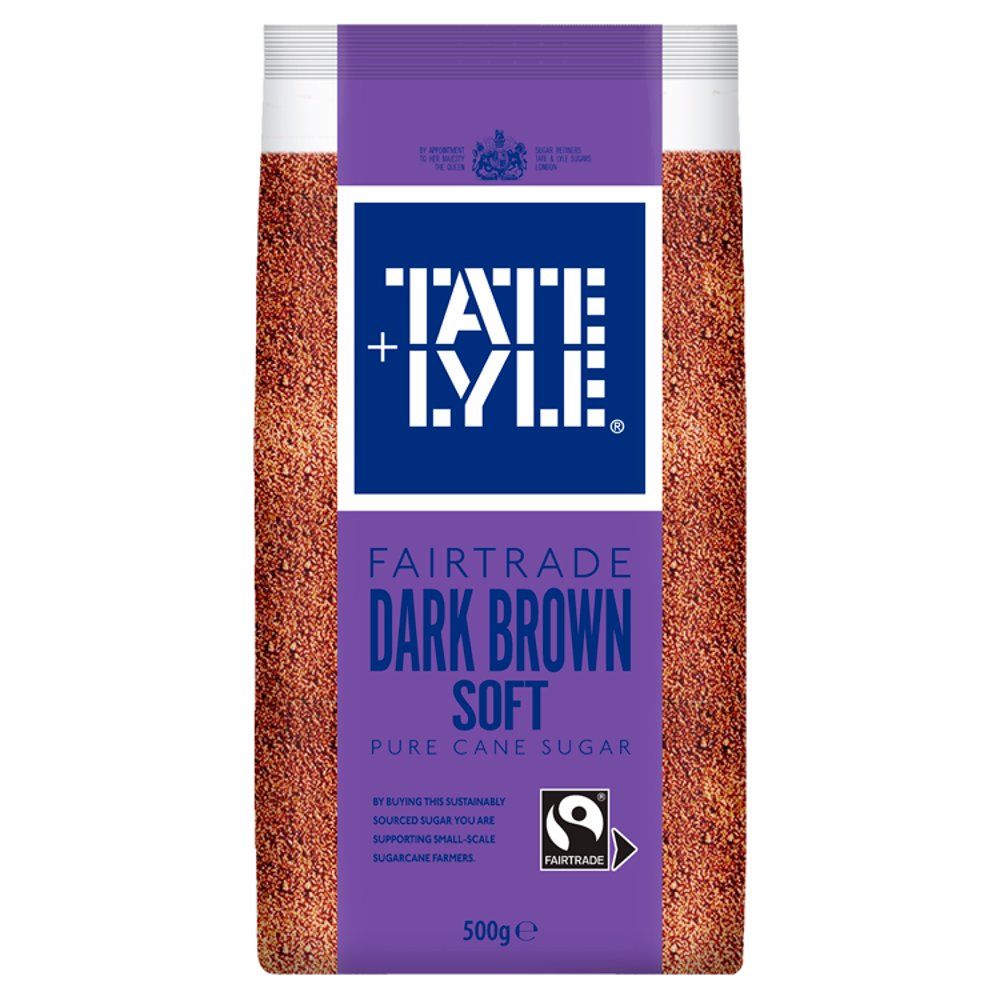 Tate & Lyle Fairtrade Dark Brown Soft Pure Cane Sugar 500g (Pack of 10)
