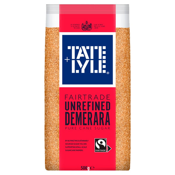 Tate & Lyle Fairtrade Unrefined Demerara Pure Cane Sugar 500g (Pack of 10)