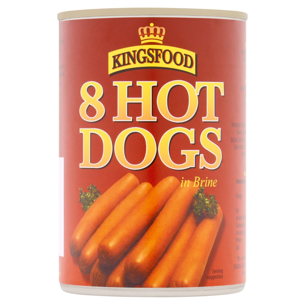 Kingsfood 8 Hot Dogs in Brine 400g (Pack of 12)
