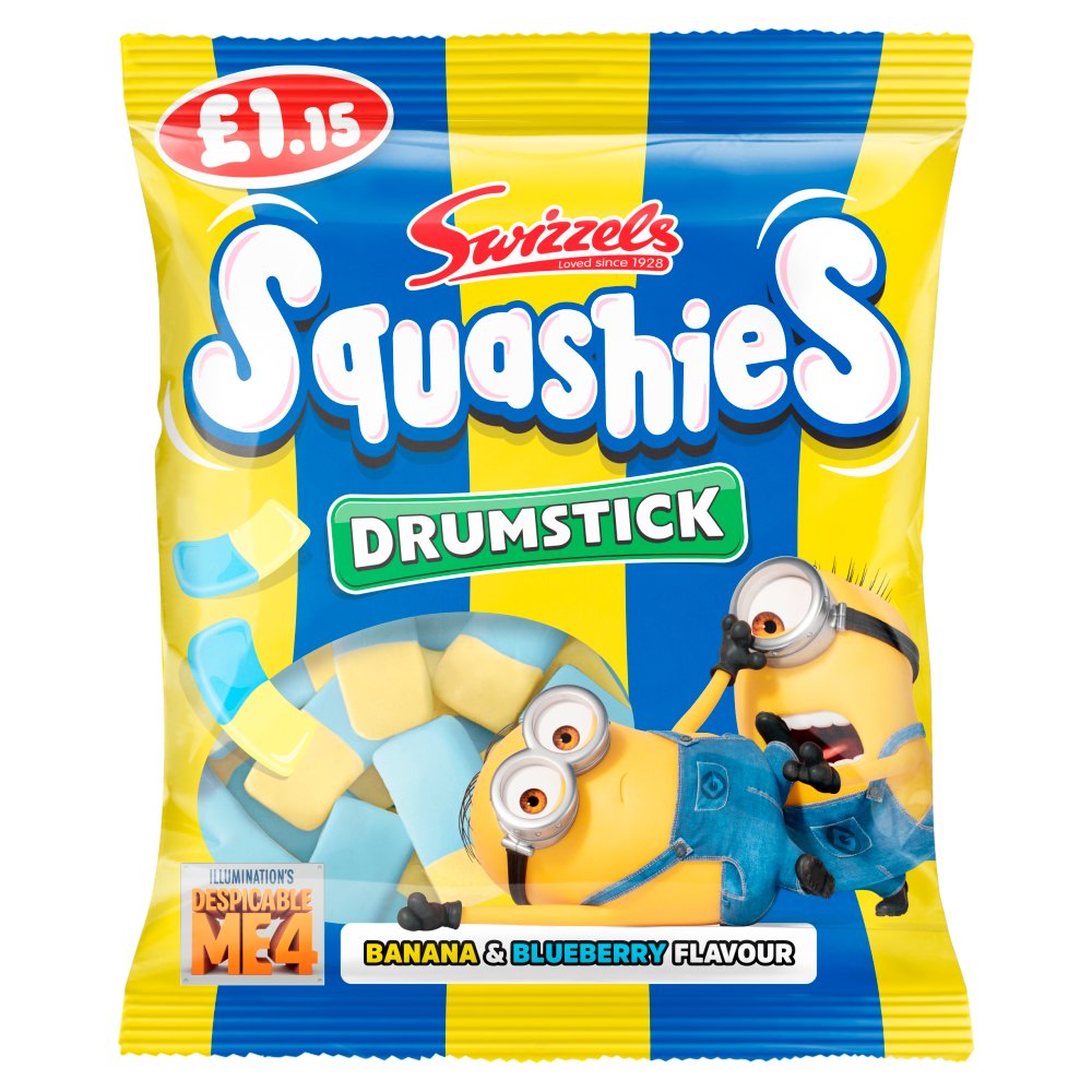 Swizzels Squashies Minions (Banana & Blueberry) Flavour 110g  (Pack of 12)