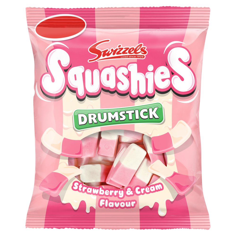 Swizzels Squashies Drumstick Strawberry & Cream Flavour 120g (Pack of 12)
