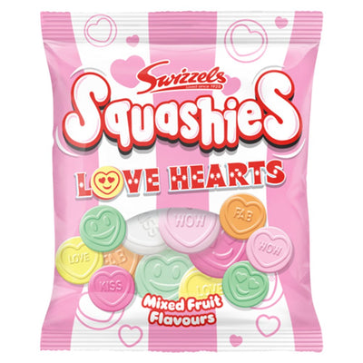 Swizzels Squashies Love Hearts Mixed Fruit Flavour 120g (Pack of 12)