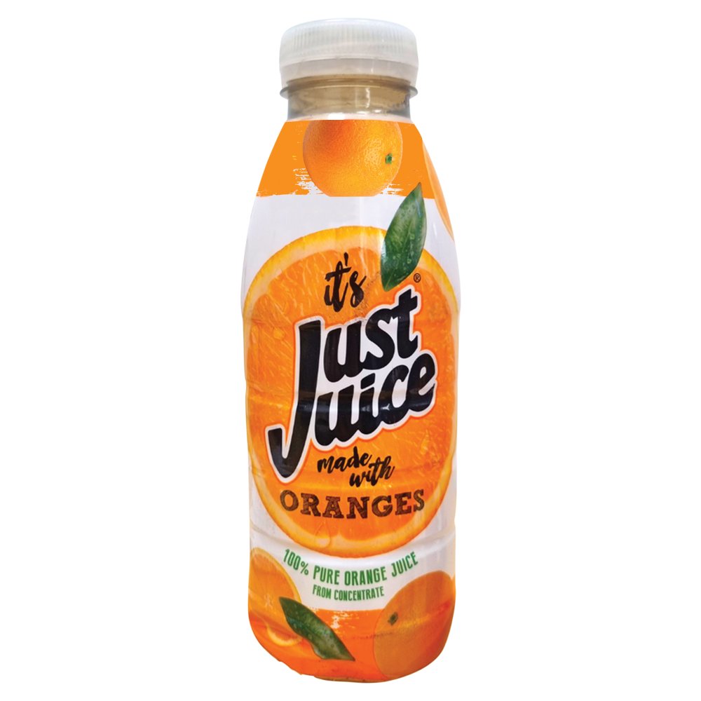 Just Juice 100% Pure Orange Juice from Concentrate 500ml (Pack of 12)