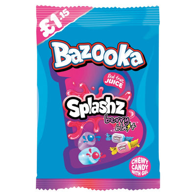 Bazooka Splashz Berry Blast Chewy Candy with Gel 120g (Pack of 12)