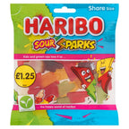 HARIBO Sour Sparks Fruit & Cola Gums Sweets Sharing Bag 140g (Pack of 12)