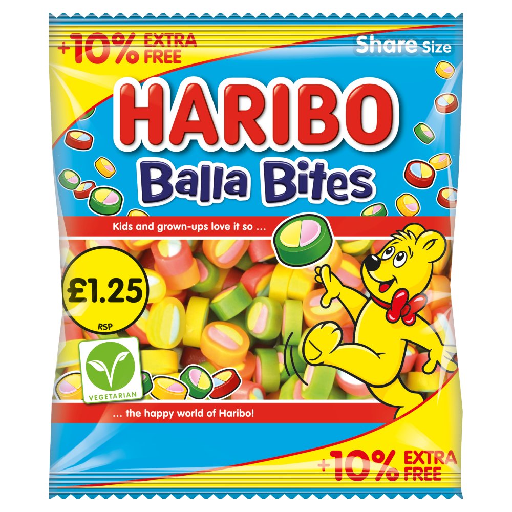 HARIBO Balla Bites Chewy Sweets Sharing Bag 154g (Pack of 12)